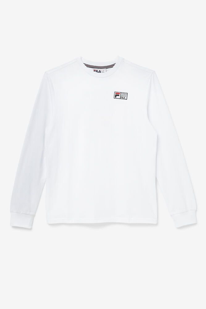 Fila T-Shirt Mens White - Vesuvius Long Sleeve - Philippines 0794218-TN